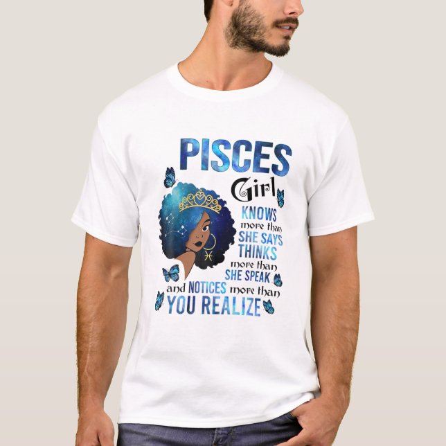 Pisces Girl vet mer än hon säger Black Queen M T Shirt (Framsida)