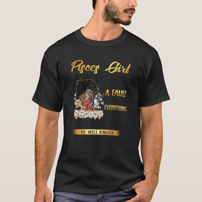 Pisces Girl Will Keep It Real 100 Prideful Black Q T Shirt (Framsida)