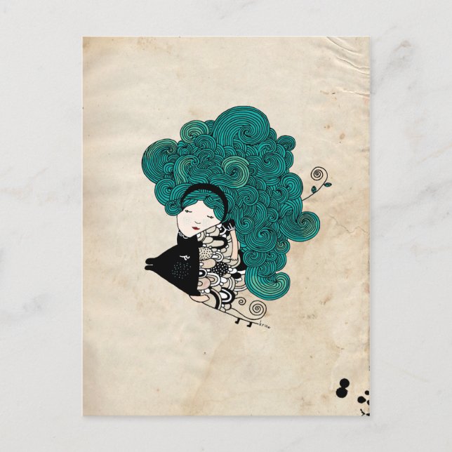 Pisces Girl Zodiac-tecken Vykort (Framsida)