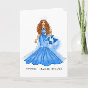 Pisces Goddess med Personality Traits Birthday Kort