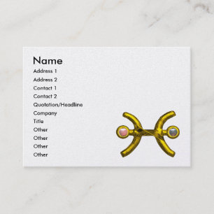 PISCES GOLDEN ZODIAC JEWEL MED PEARLS White Visitkort