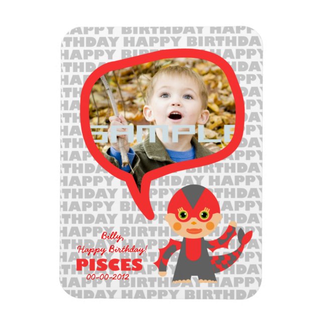 Pisces Grattis på födelsedagen Keepsaké för barn Magnet (Vertikal)