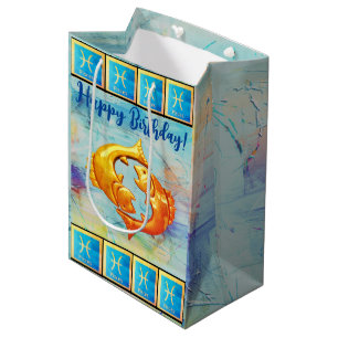 Pisces Grattis på födelsedagen - Medium Gift Bag