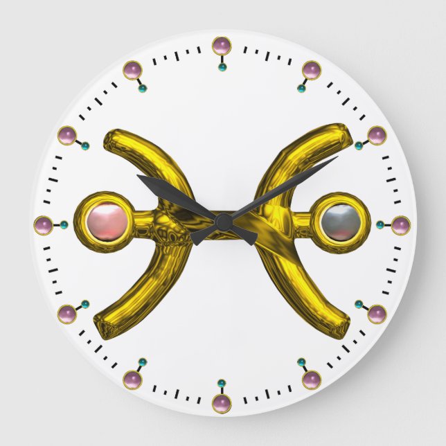 PISCES GULD ZODIAC BIRTHDAY JEWEL MED PEARL STOR KLOCKA (Framsida)
