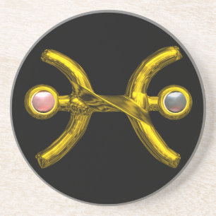 PISCES GULD ZODIAC BIRTHDAY JEWEL Pearls ,Black Underlägg