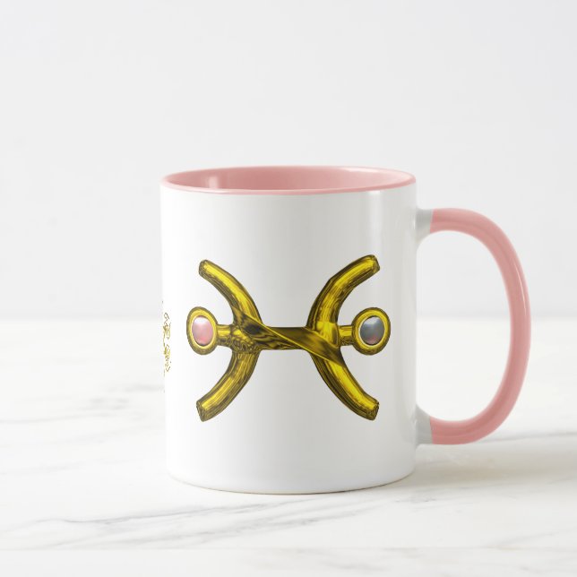 PISCES GULD ZODIAC BIRTHDAY JEWELES MED PEARLS MUGG (Höger)