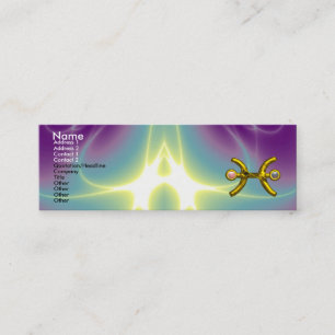 PISCES GULD ZODIAC SIGN Astrology,Lila Teal Blue Mini Visitkort