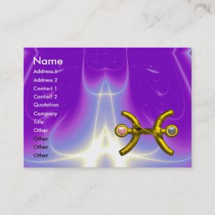 PISCES GULD ZODIAC SIGN Astrology Lila Violet Visitkort