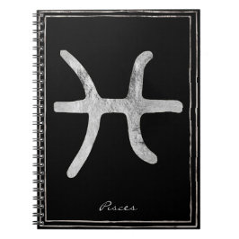 Pisces hammered silver stylized astrology symbol anteckningsbok