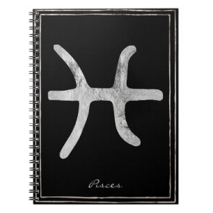 Pisces hammered silver stylized astrology symbol anteckningsbok