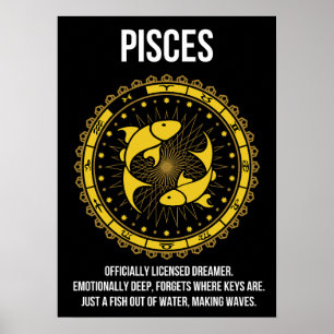 Pisces - Horoscope, Funny Zodiac Sign Humor Poster