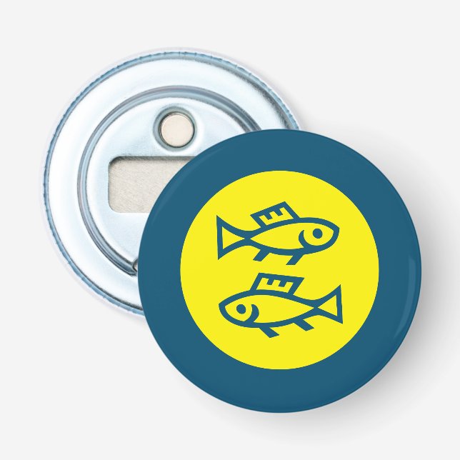 Pisces Horoscope Gult Blue Modern Minimalist Flasköppnare (Framsidan)