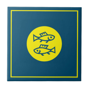 Pisces Horoscope Gult Blue Modern Minimalist Kakelplatta