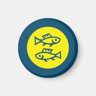 Pisces Horoscope Gult Blue Modern Minimalist Magnet