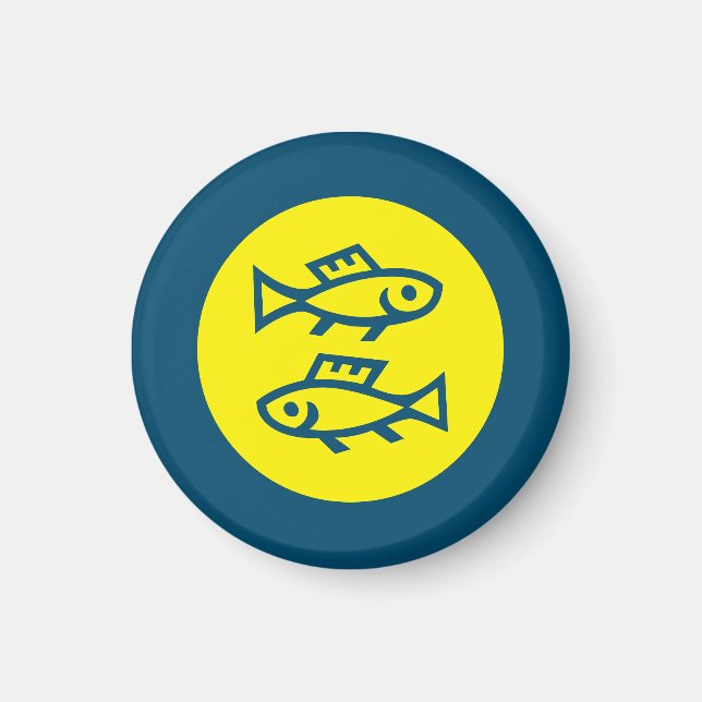 Pisces Horoscope Gult Blue Modern Minimalist Magnet (Framsidan)