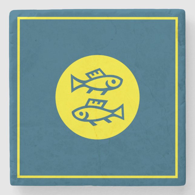 Pisces Horoscope Gult Blue Modern Minimalist Stenunderlägg (Framsidan)