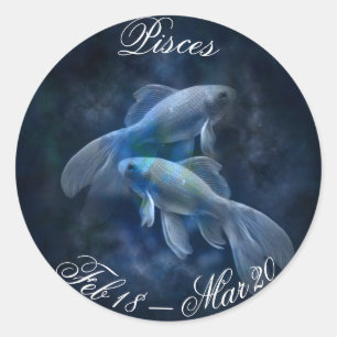 Pisces Horoscope Zodiac Astrological Sign Sticker Runt Klistermärke