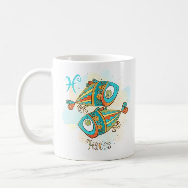 Pisces Horoscope Zodiac Feb 19 - Mars 20 födelseda Kaffemugg (Vänster)