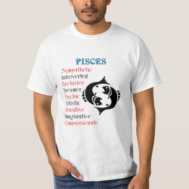 Pisces Horoscope Zodiac-tecken T-shirt (Framsida)