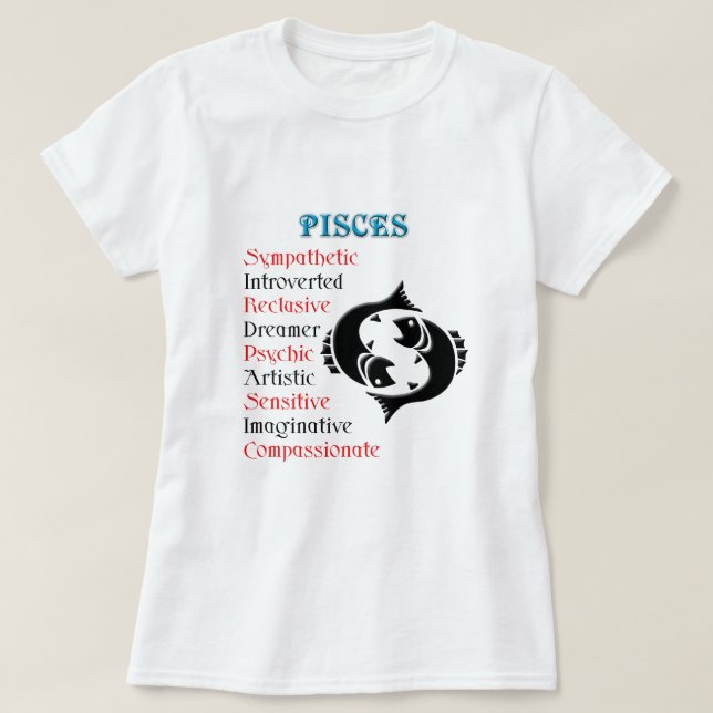 Pisces Horoscope Zodiac-tecken Tee Shirt (Design framsida)