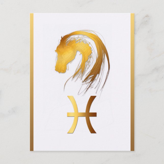 Pisces Horse Birthday Astrlogy Lodrät vykort (Framsida)