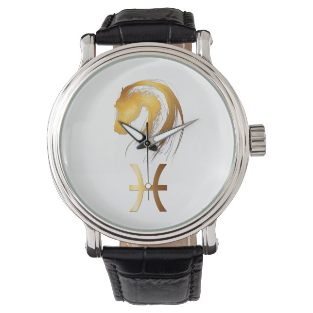 Pisces Horse Chinese Western Astrology Birthday Armbandsur (Framsida)