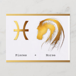 Pisces Horse Chinese Western Astrology födelsedag Vykort