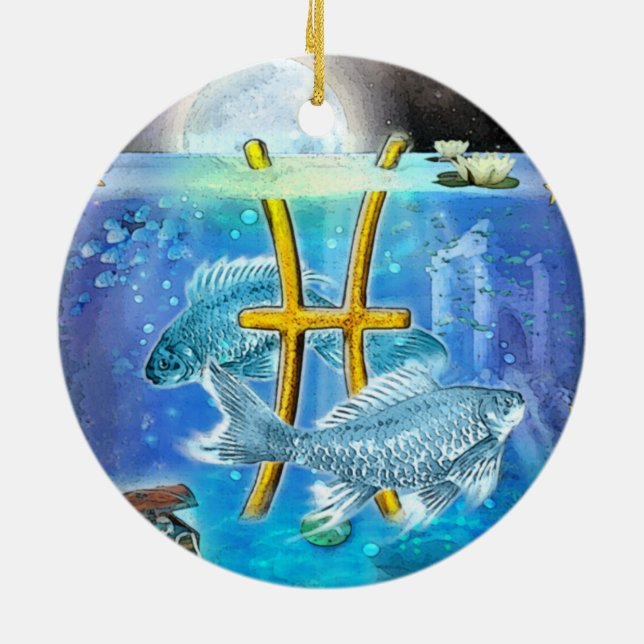 Pisces Julgransprydnad Keramik (Baksidan)