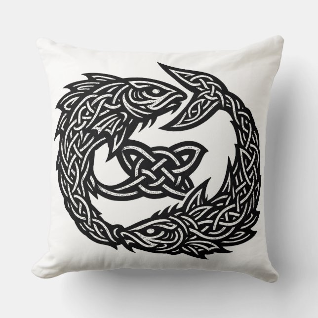 Pisces keltisk tvillingströms sigil | BurnsInHell  Kudde (Framsida)