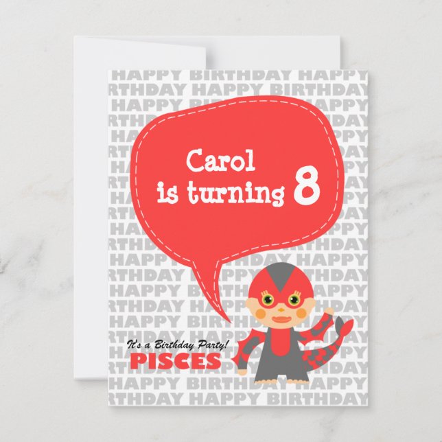 Pisces Kids Party-inbjudan Inbjudningar (Framsida)