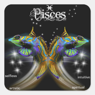 Pisces klistermärkear fyrkantigt klistermärke