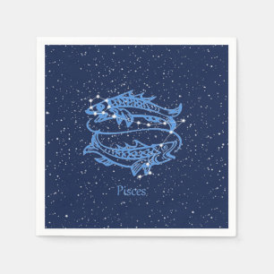 Pisces konstellation och Zodiac undertecknar med Pappersservett