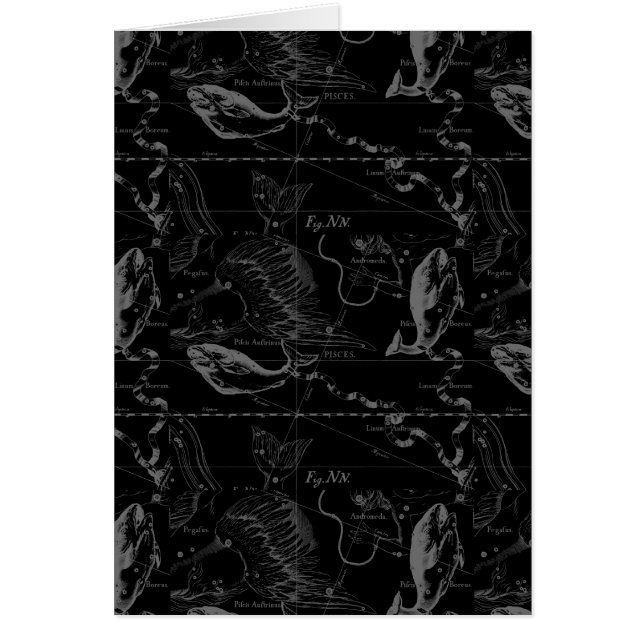 Pisces konstellationkarta vid Hevelius 1690 Hälsningskort (Framsidan)