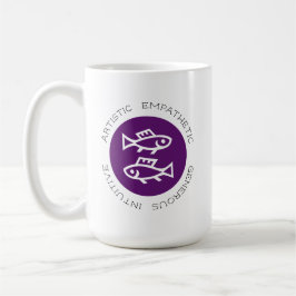 Pisces Logotyp Zodiac Stjärntecken Astrology Trait Kaffemugg