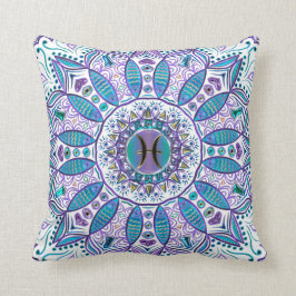 Pisces Mandala i turkos och lilor Kudde