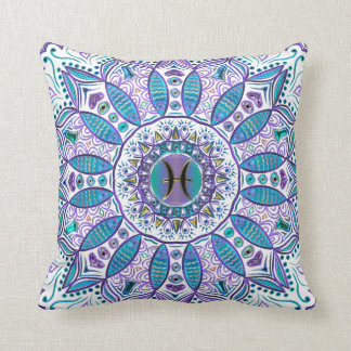 Pisces Mandala i turkos och lilor Kudde