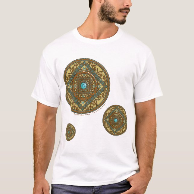 Pisces Mandala Manar ljussken T Shirt (Framsida)