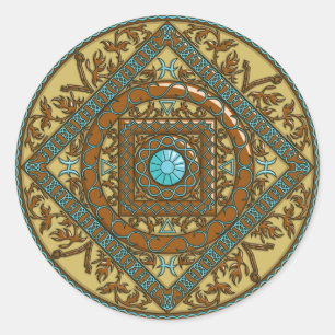 Pisces Mandala Sticker Runt Klistermärke
