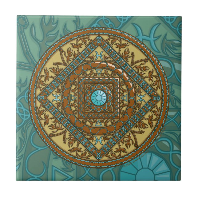 Pisces Mandala Tile Kakelplatta (Framsidan)