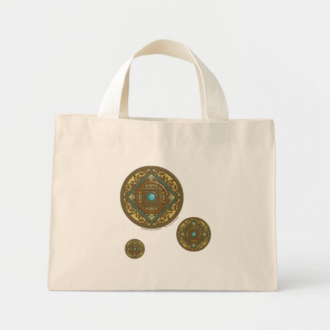 Pisces Mandala Tote Bag Mini Tygkasse (Framsidan)