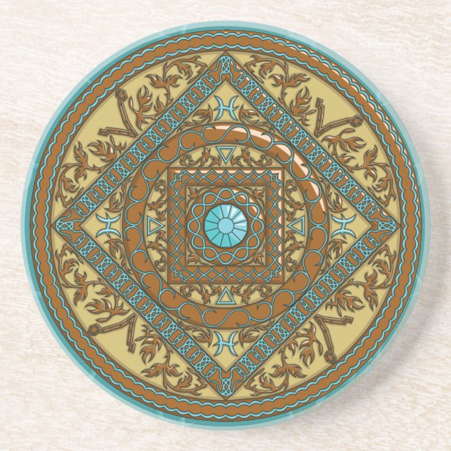 Pisces Mandala Underlägg Sandsten (Framsidan)