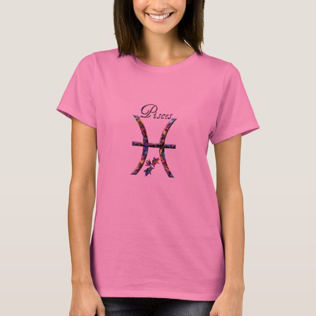 Pisces Mång--Färg Zodiac undertecknar Tee (Framsida)