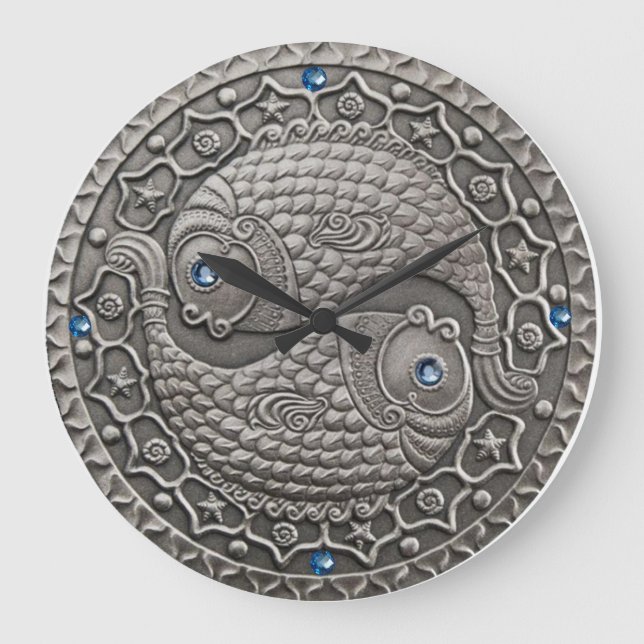 Pisces Medallion Stor Klocka (Framsida)