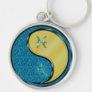 Pisces & Metall Hund Rund Silverfärgad Nyckelring
