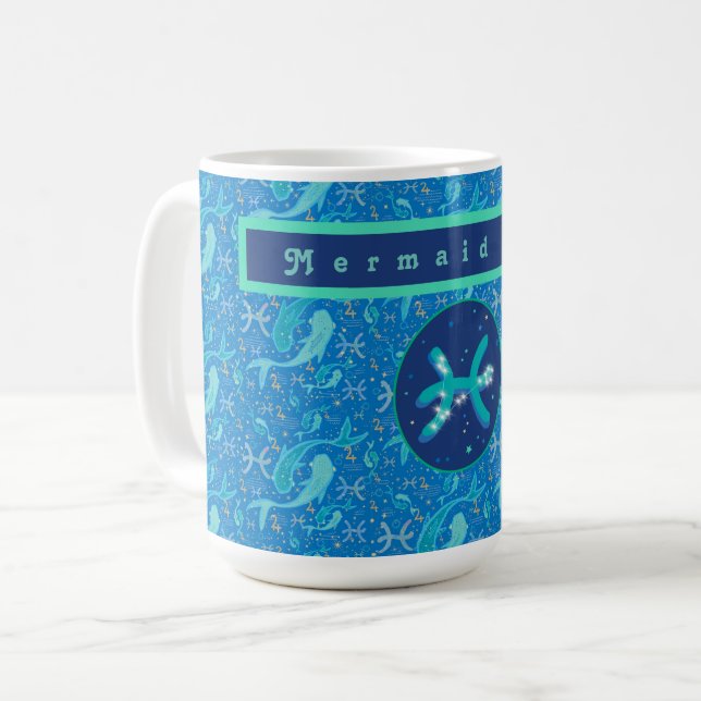 Pisces Modern Personalized Coffee Mug Kaffemugg (Framsida vänster)