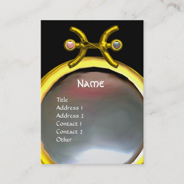 PISCES MONOGRAM, Pearl Black gult rosa grått Visitkort (Framsida)