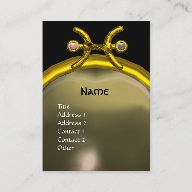 PISCES MONOGRAM Pearl gult black grått rosa Visitkort (Framsida)