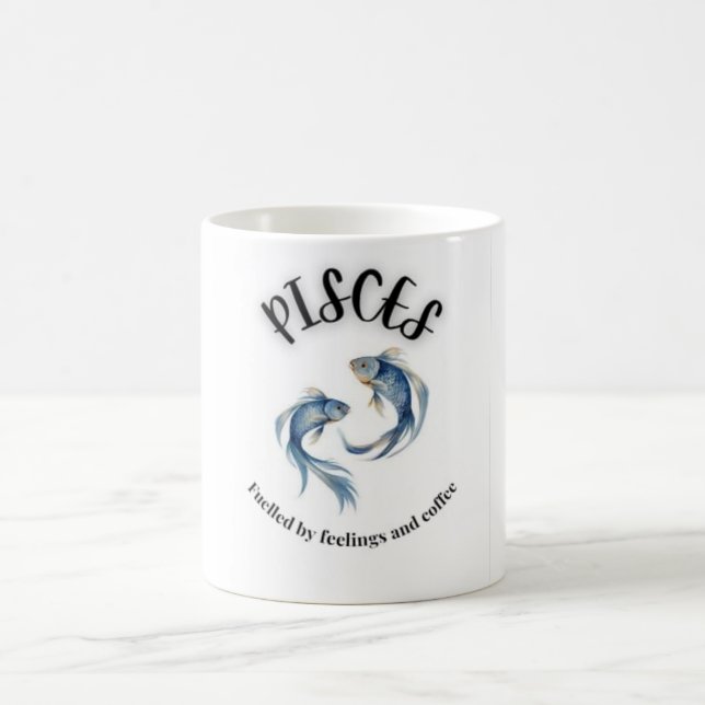 Pisces Mugg, försörjd av feelings & kaffeastrologi Kaffemugg (Center)