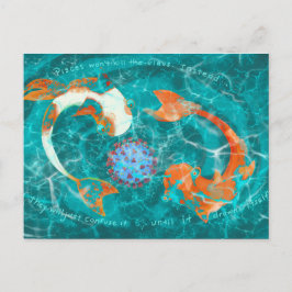 Pisces och COVID-19 Virus humous zodiac Postcard Vykort