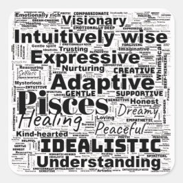 Pisces Ord Cloud Zodiac inspiration Fyrkantigt Klistermärke